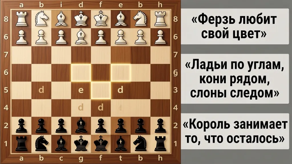 Расположение шахмат на доске: правильная расстановка фигур и как запомнить